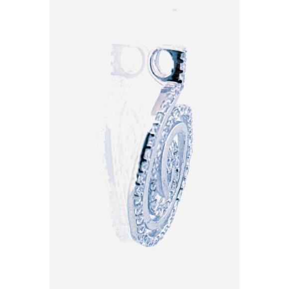 Brand New Sterling Silver 925 Midi Swirl Pendant Encrusted with Clear Crystals - Picture 2 of 10